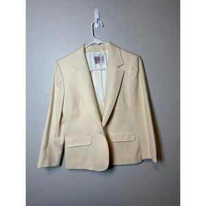 Pendleton Petite Wool Blazer Jacket Cream Career Office Classic Style Size 6